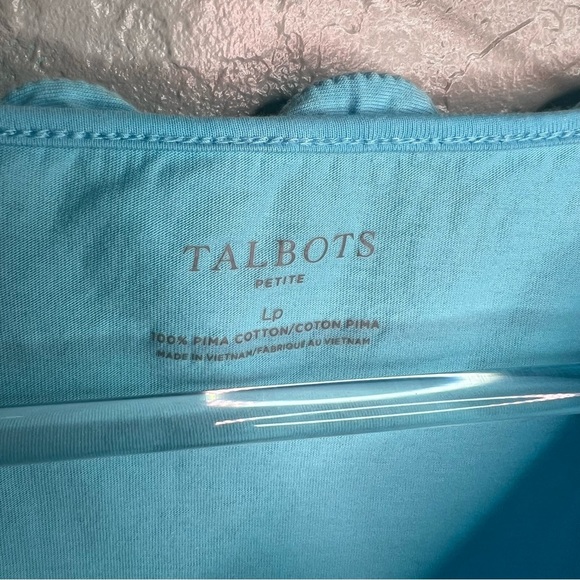 Talbots Blue Scalloped Prima Cotten Top - Picture 7 of 7
